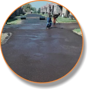 Freshly sprayed street in a residential area